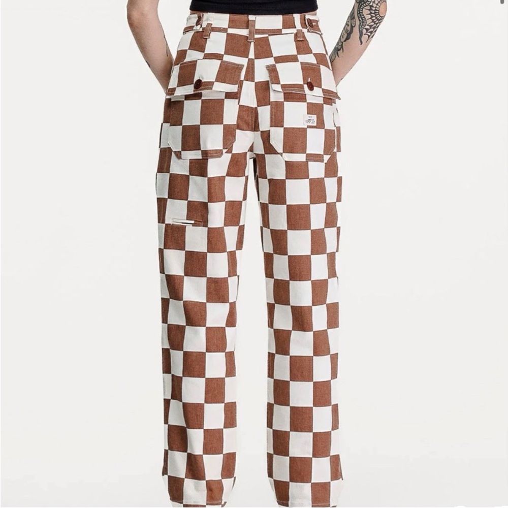 P&Co  NWT 304 Service Fatigue Checkerboard High Waisted Straight Leg Pants 2 Reg - Picture 7 of 12